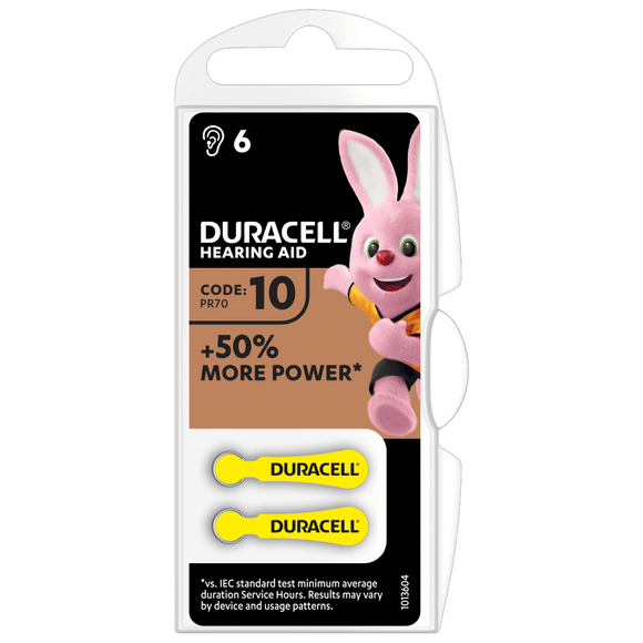 DA10 Duracell 6 pack Hearing Aid Battery