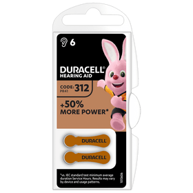 DA312 Duracell 6 pack Hearing Aid Battery
