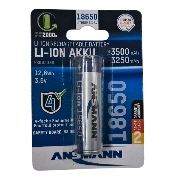ANSMANN 18650 3.7v 3500mAh - Protected