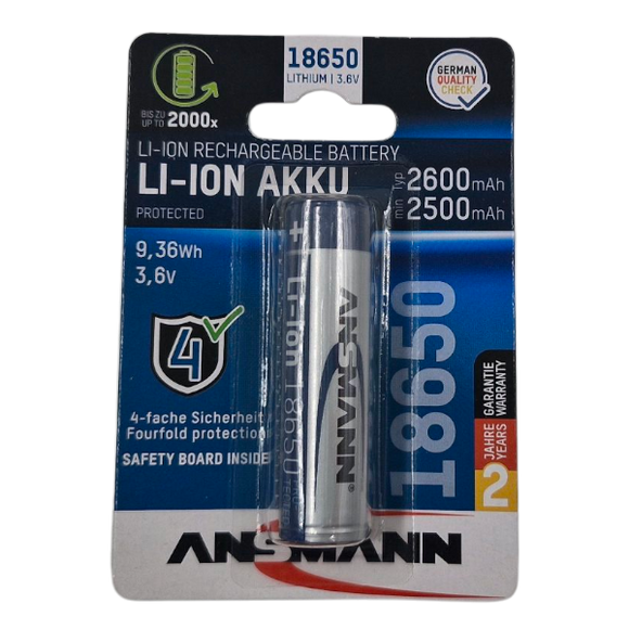 ANSMANN 18650 3.7v 2600mAh - Protected