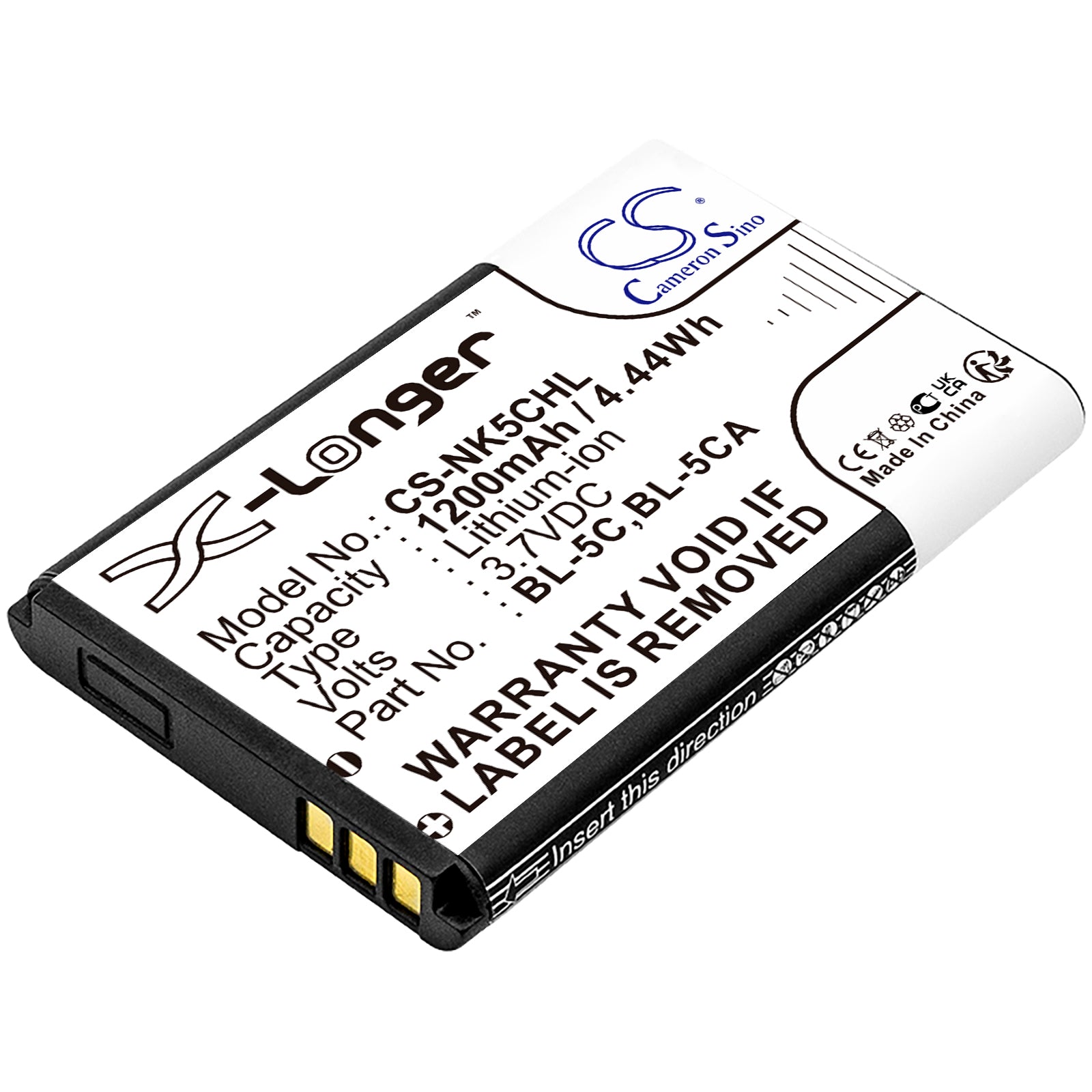 BL-5C 3.7v Li-Ion Phone Battery - CS-NK5CHL