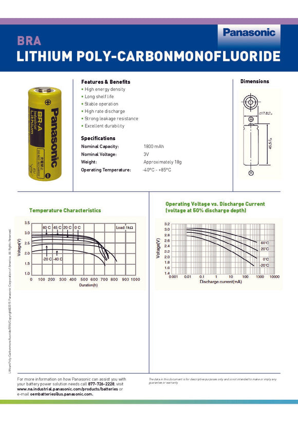 BR-AG Panasonic 3V Lithium